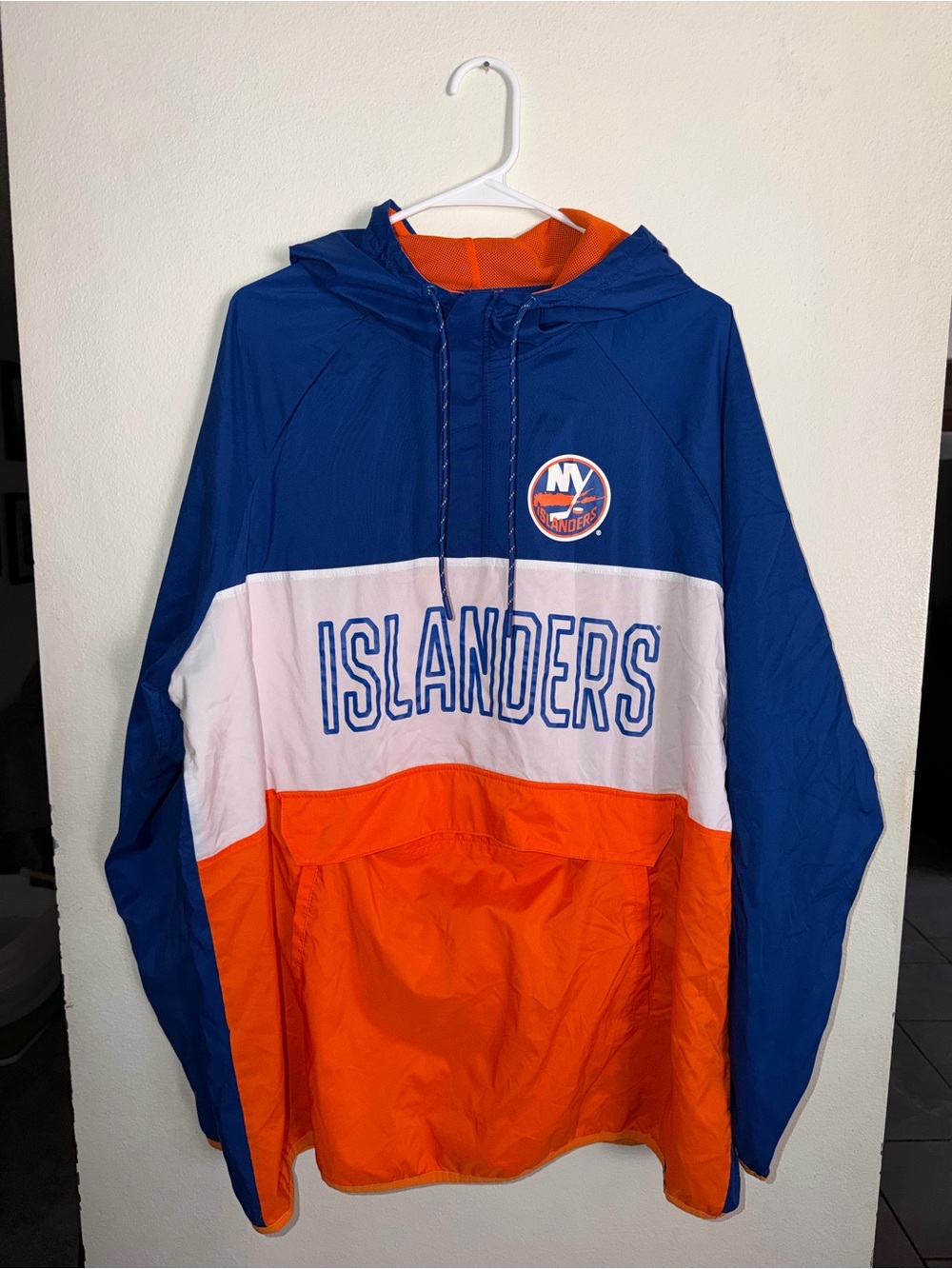 New York Islanders Colorblock Windbreaker Fanatics Jacket -Blue/White/Orange 2X